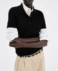 マンゴ レディース アウター ニット・セーター ポロシャツ MANGO Womens Polo Neck Sweater Black ブラックのサムネイル