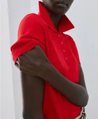 マンゴ レディース アウター ニット・セーター ポロシャツ MANGO Womens Polo Neck Sweatered レッドのサムネイル