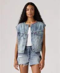 リーバイス レディース アウター ジャケット・ブルゾン ノースリーブ Levis Premium Womens RelaxedFit Sleeveless Trucker Jacket Melodysのサムネイル