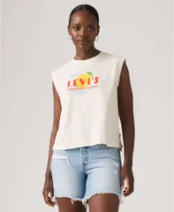 リーバイス レディース トップス タンクトップ クルーネック Levis Womens Boxy Crew Neck Tank Top Lemon Cursのサムネイル