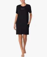 ダナ キャラン ニューヨーク レディース トップス シャツ 半袖 DKNY Womensleepwear ShortSleeve PullOn Sleepshirt Black ブラックのサムネイル