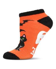 メモイ レディース アンダーウェア 靴下 MeMoi Womenspooky Cat LowCut NonSkid Socks Orange オレンジ