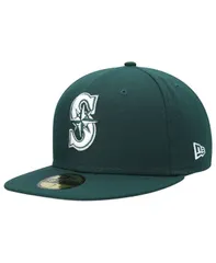 【送料無料】 ニューエラ メンズ 帽子 アクセサリー Mens Green Seattle Mariners White Logo 59FIFTY Fitted Hat Green