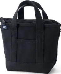 ランズエンド レディース バッグ Lands End Small Solid Color 3 Pocket Zip Top Canvas Tote Bag Blackblack ブラックのサムネイル
