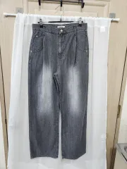 Grove レディース 薄い ワイド デニム パンツ Sのサムネイル