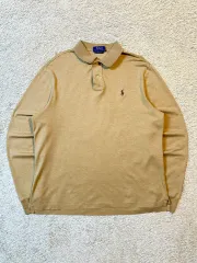 S ポロ ラルフローレン 新モデル ブラウン ポニー PK 長袖 カラーTシャツ ベージュ
