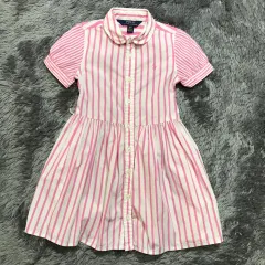 キッズ 4T A級 ポロ(POLO)ラルフローレン ストライプ 半袖ワンピース k39