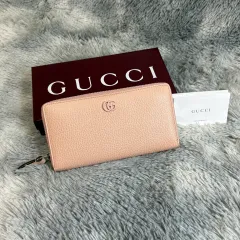 OS 新商品 グッチ マーモント GG ジッパー 長財布 ピンク