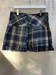 CHECK プリーツ ミニスカート ウール