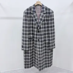 S級/5 トム・ブラウン タタン チェック ブラッシュド ウール コート ジャケット グレーのサムネイル