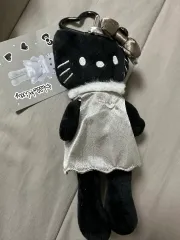 ハローキティ ぬいぐるみ キーホルダー ブラック ドレス ロング脚 キティ