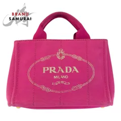 PRADA プラダ カナパ 三角ロゴプレート ピンク ゴールド金具 キャンバス ハンドバッグ トートバッグ レディース 601582【中古】