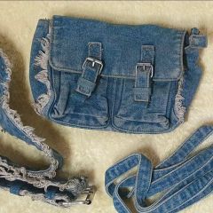 美品☆GAP ギャップ デニム×ボア ショルダーバッグ ジーンズ Y2K 