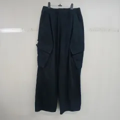 ブラック カーゴ ワイド パンツ ウエストゴム