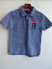 トミーヒルフィガー キッズ ボーダー柄 ポロTシャツ M (8-10歳)