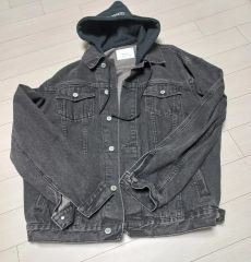 AAPE BY A BATHING APE デニムジャケット パーカー 黒 S - メルカリ
