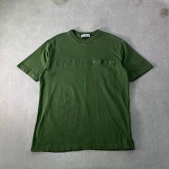 05SS 美品】ストーンアイランド Tシャツ ロゴ刺繍 ガーメント カーキ S 