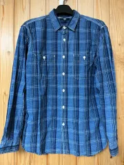 UNIQLO ユニクロ ブルー シャンブレー CHECK シャツ