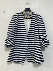 特価)N6214 ZARA ザラ ストライプ ジャケット オープンスタイル 袖シャーリング