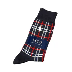 POLO RALPH LAUREN ポロラルフローレン メンズソックス 25-27cm ネイビー チェック柄 靴下 ワンポイント ポニー 紳士用