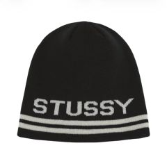 stüssy Sport ニット帽 黒/クリーム/バーガンディ - メルカリ