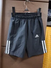 adidas 3本線 ハーフパンツ ブラック (130)