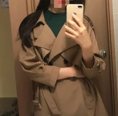 季節の変わり目 ベージュ トレンチコート (ノーブランド)