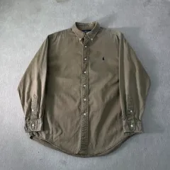100 POLO RALPH LAUREN 90s ベージュ コットン シャツ