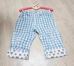 ミッキーハウス ダブルビー ブルー CHECK ズボン 80