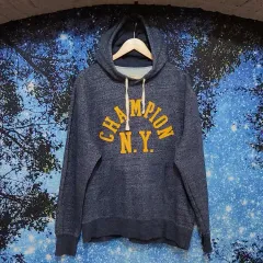 CHAMPION メンズ チャンピオン カレッジ グラフィック ネイビー フーディー L