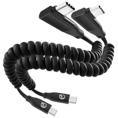 【新品】 USB Type-C ケーブル短い【0.3m-1m/2本セット】L 型コイル型 伸びる USB-C to USB-C 3.2 Gen2 ケーブル 20Gbps高速転送 100W 急速充電 4K 映像出力 充電ケーブル Android Auto/C 0