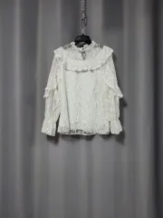 フリル レース シースルー 袖 ブラウス