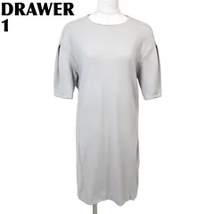 【美品】 DRAWER 五分袖ウールワンピース 1 ライトグレー 無地のサムネイル