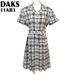 新品同様 ダックス ワンピース 40 シルクシフォンロンドンチェック 