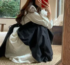 レイヤード ロング丈ワンピース セット 白