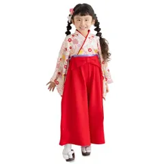【迅速に発送】[chil2] 袴風 2点セット 子供 キッズ 女の子 ひなまつり ひな祭り 節句 七五三 和服 衣装 着物 90 100 110 120 130cm 1767d660