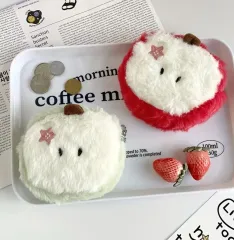 リンゴ型ファーコインケース/ポーチ (レッド)