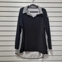 レディース ブラック ストライプ オーバ Tシャツ F/クローゼット デコレーション