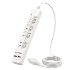 4口 USB-A ACコンセント 2ポート テーブルタップ コンセントタップ 個別スイッチ付き 壁掛け 卓上に 1m 節電タップ USB充電対応・iPhone/スマートフォン充電 ホワイト 雷ガード コンパクト usb付き 延長コード 1m マルチタップ 電源