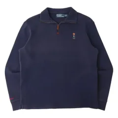 ポロラルフローレン ネイビー ポロベア コットン ニット スウェットシャツ