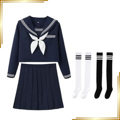 [신품] [Moerstar] 세일러복 본격 제복 JK 여고생 풀 세트 유니폼 긴소매와 반팔의 2 종류 JK 3 본선 간사이 칼라 스쿨 스커트 코스프레 레이디스 고등학생 중학생 귀여운 가장 할로윈 학원 축제 문화제 선물 브라