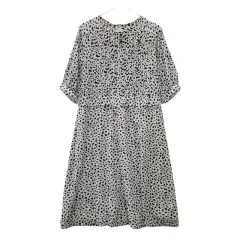 ヴィンテージ フラワー ドット プリーツ ロング丈ワンピース M