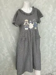 ヴィンテージ 刺繍 フリル CHECK ONE PIECE 1129 森ガール y2k ストリート ギャル 70s