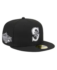 【送料無料】 ニューエラ メンズ 帽子 アクセサリー Mens Black Seattle Mariners Logo 59FIFTY Fitted Hat Black