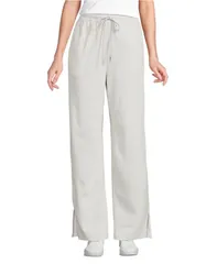 ランズエンド レディース ボトムス カジュアルパンツ ストレート ニット Lands End Womensport Knit High Rise Relaxed Straight Leg Side Stripe Pants Light gray heather