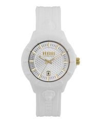 [Free Shipping] Versus Versace Men's Watch Accessory Mens 3 Hand Date Quartz Tokyo White Silicone Watch 43mm White