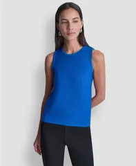 ダナ キャラン ニューヨーク レディース トップス タンクトップ DKNY Womens Cutaway Seamless Tank Top Cobalt コバルトのサムネイル