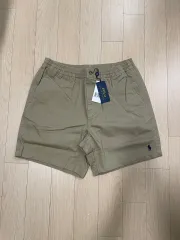 新品 ポロ Ralph Lauren ロゴ コットンハーフパンツ ベージュ カーキ M