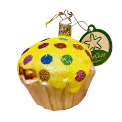 INGE-GLAS Vintage ドイツ  イエローガムドロップカップケーキ ガラスオーナメント クリスマスオーナメント　ヴィンテージ  ビンテージ　スイーツのサムネイル