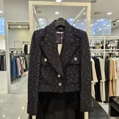 ミシャ ツイード スパンコール ブラック ジャケット